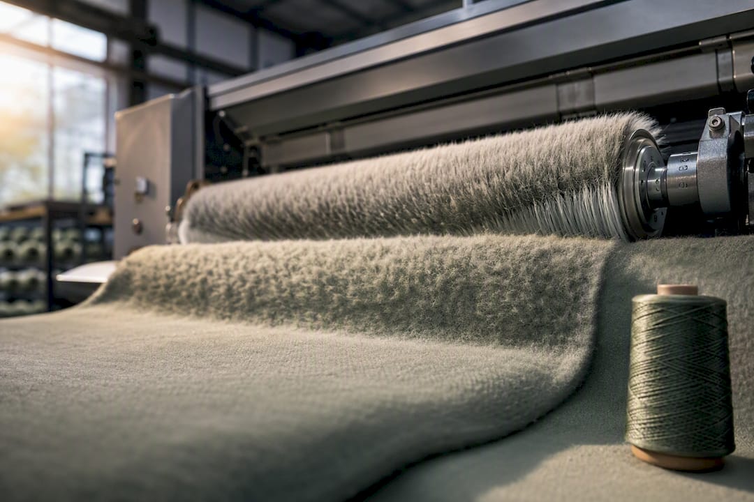 Bürstenwalze macht Fleece-Stoff flauschiger