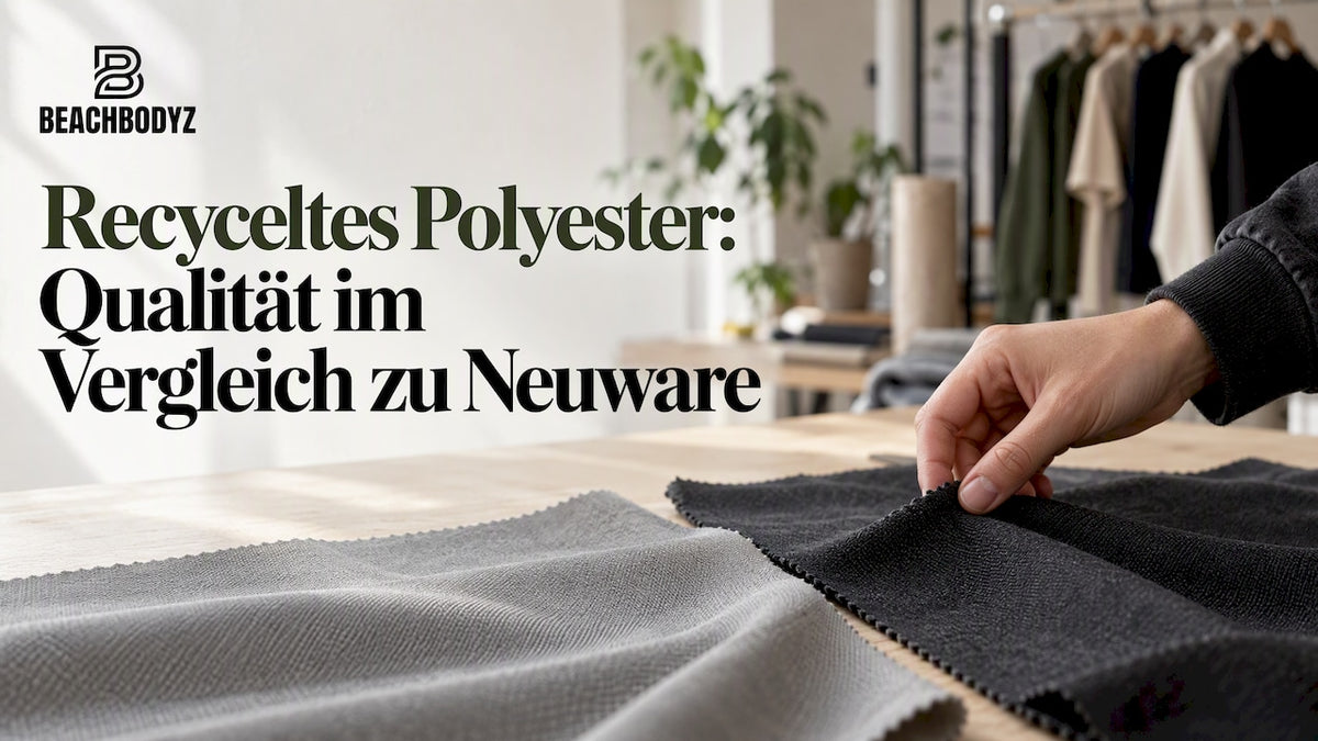 Zwei Polyesterstoffmuster im Qualitätsvergleich
