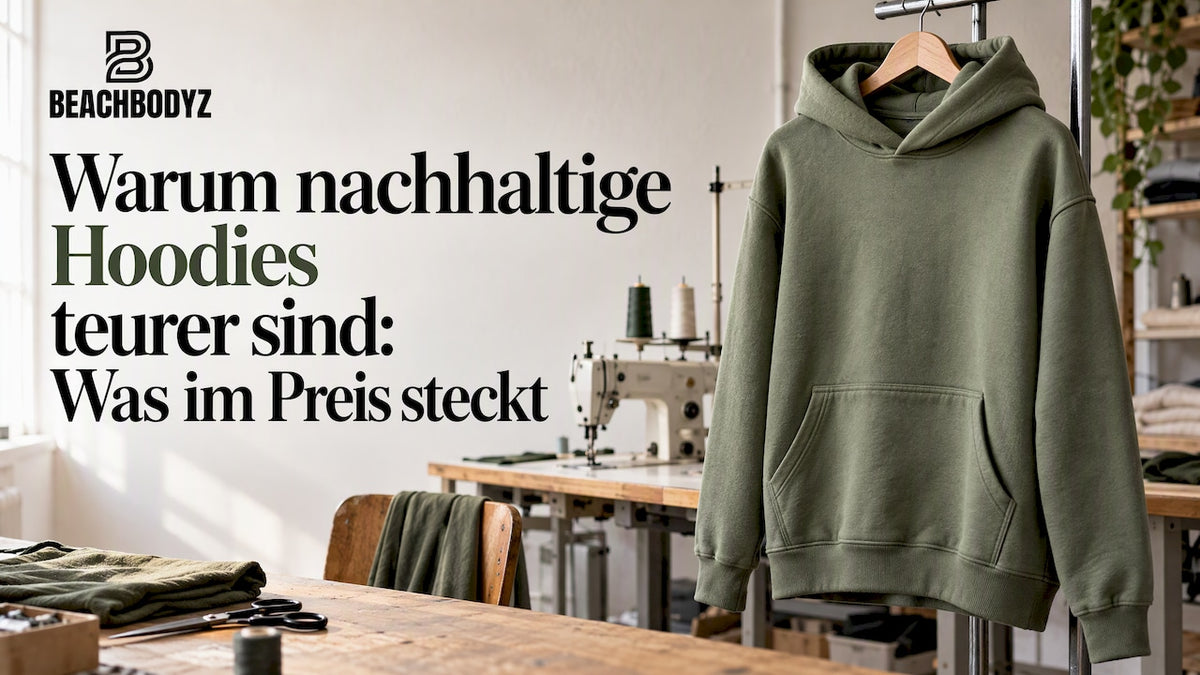 Salbeigrüner Hoodie in einer Schneiderei