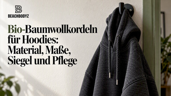 Gedrehte Baumwollkordeln an einem dunkelgrauen Hoodie