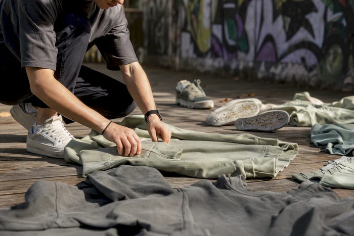 Streetwear-Capsule-Garderobenstücke auf der Bank