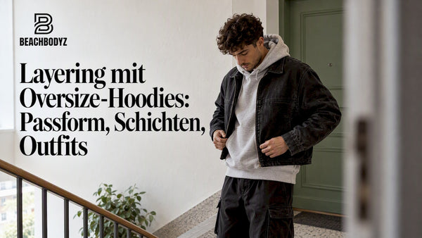 Oversize-Hoodie unter einer kurzen Jacke getragen