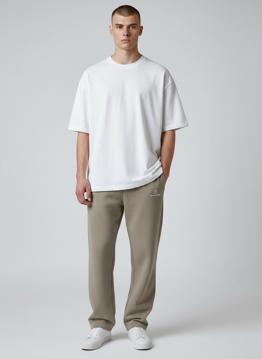 BeachBodyz® beige fluffy oversized jogging pants with elastic waistband and drawstring. Soft, comfortable loungewear.