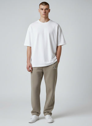 BeachBodyz® beige fluffy oversized jogging pants with elastic waistband and drawstring. Soft, comfortable loungewear.