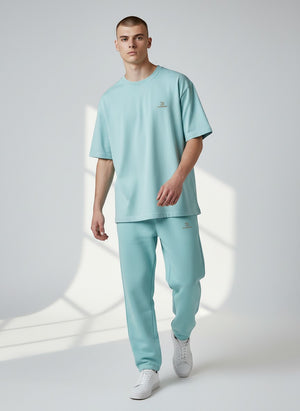 BeachBodyz® Beryl Blue fluffy oversized jogginghose with elastic waistband and drawstring. Soft cotton blend for ultimate comfort.