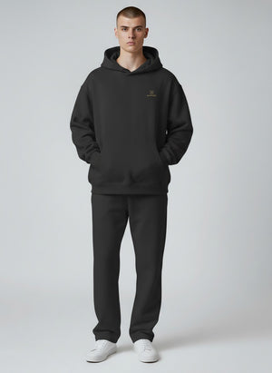 BeachBodyz® black oversized hoodie made from 400gsm bio-cotton with embroidered logo on chest and kangaroo pocket.