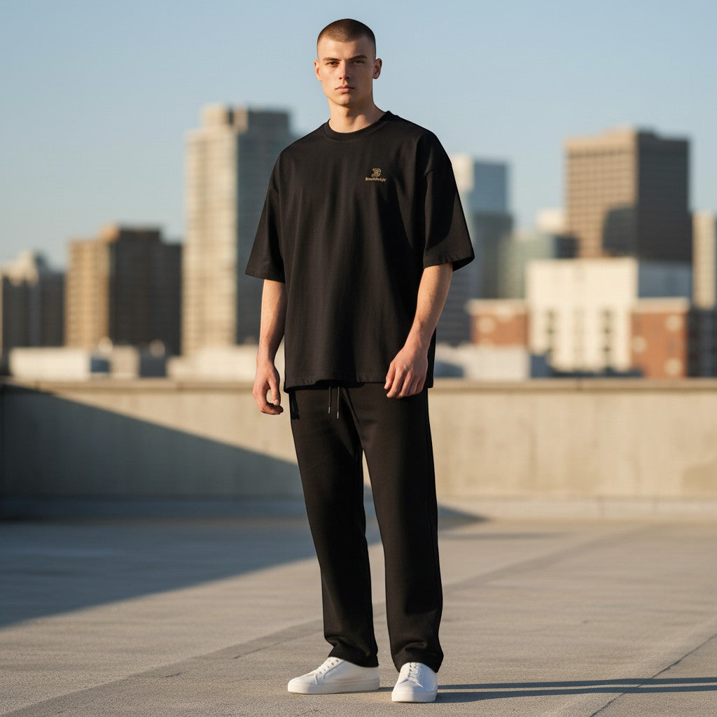 BeachBodyz® black oversized t-shirt made from 100% premium cotton with a small embroidered logo on the chest.