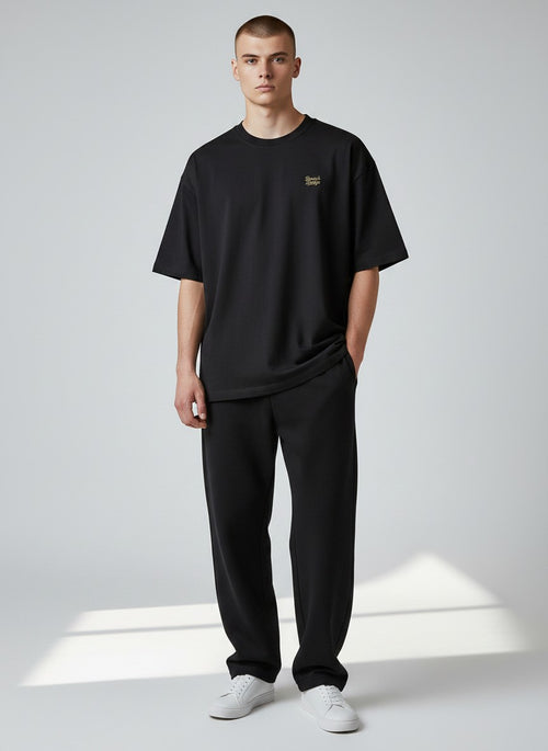 BeachBodyz® black oversized t-shirt made from 100% organic cotton with a small embroidered logo on the chest.