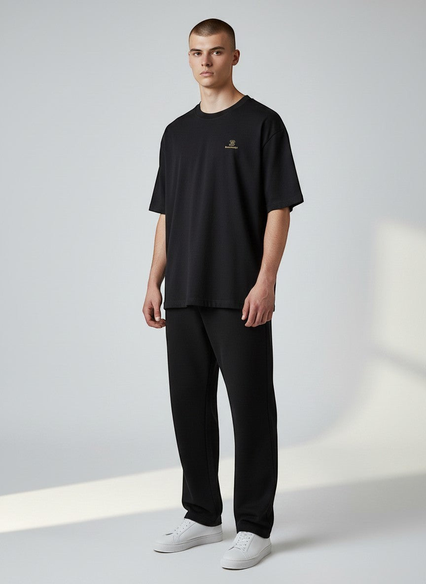 BeachBodyz® black oversized t-shirt made from organic cotton with a small embroidered logo on the chest.