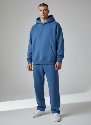 BeachBodyz® blue oversized hoodie made from 400gsm organic cotton with embroidered logo on chest.
