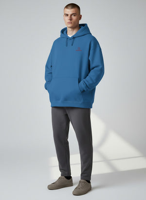 BeachBodyz® blue oversized hoodie made from 400gsm organic cotton with embroidered logo on chest.