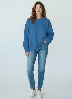 BeachBodyz® blue organic cotton oversized sweatshirt with embroidered logo on chest.