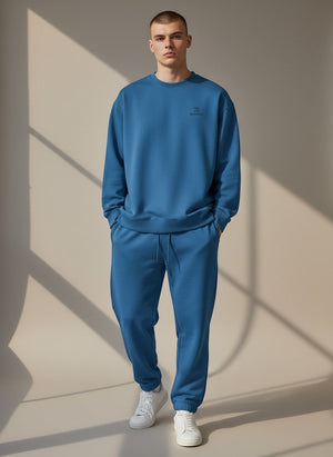 BeachBodyz® blue oversized sweatshirt made from organic cotton with a small embroidered logo on the chest.