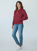 BeachBodyz® burgundy unisex bomber jacket with orange lining, zip closure, and elastic cuffs. Classic streetwear style.