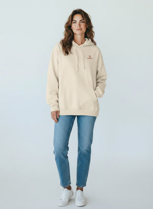 BeachBodyz® cream oversized hoodie made from 400gsm organic cotton with embroidered logo on chest.
