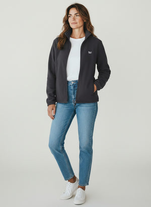 BeachBodyz® dark grey fleece jacket with full zip and embroidered logo. Comfortable streetwear style.