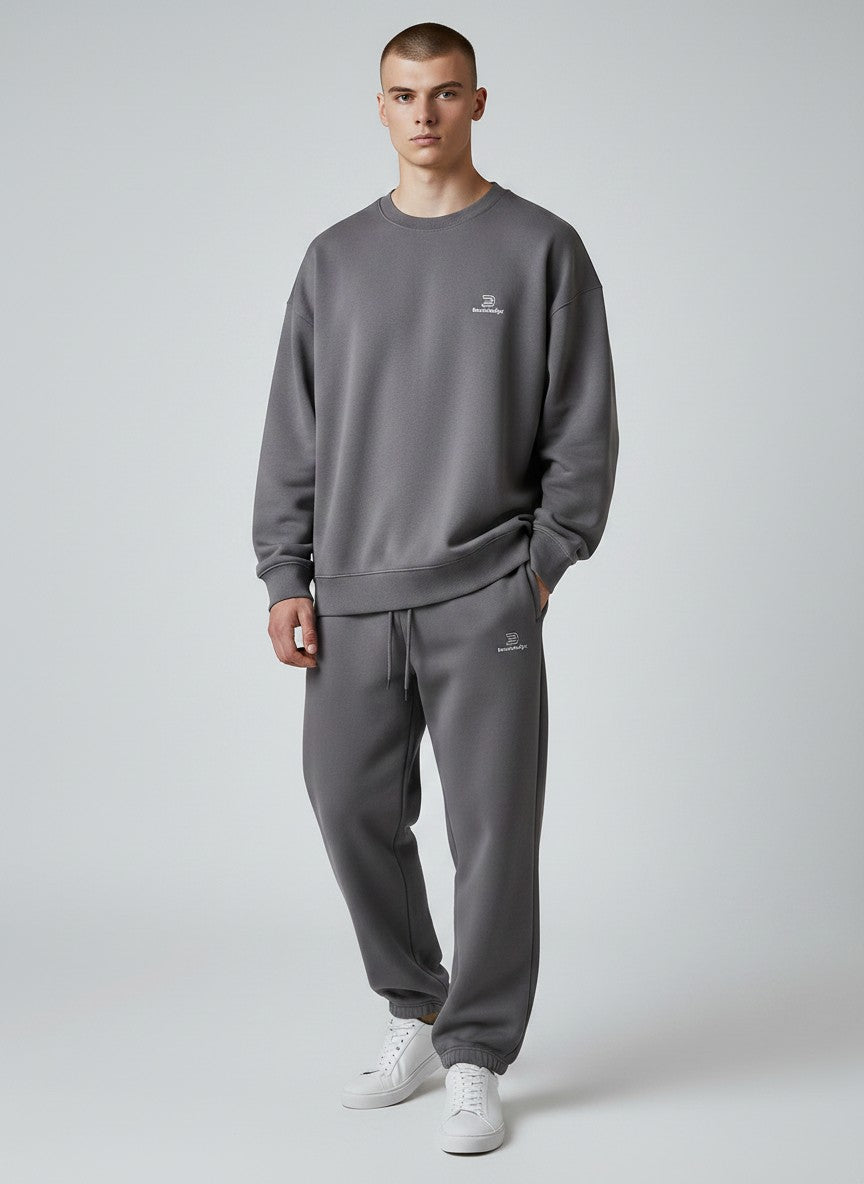 BeachBodyz® dark grey fluffy oversized jogging pants with elastic waistband and drawstring.