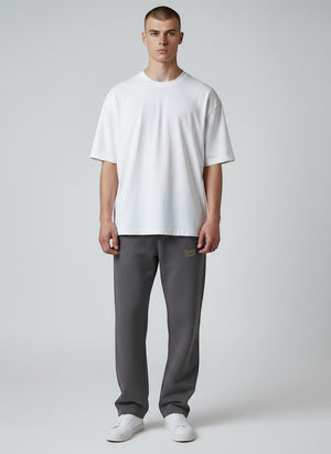 BeachBodyz® dark grey fluffy cotton blend jogging pants with elastic waistband and subtle embroidered logo.