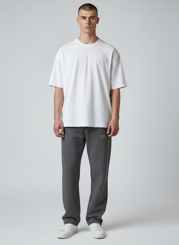 BeachBodyz® dark grey fluffy cotton blend jogging pants with elastic waistband and subtle embroidered logo.