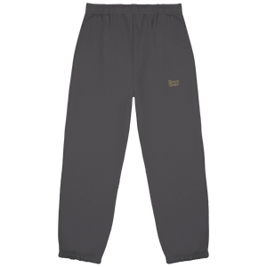 BeachBodyz® dark grey fluffy cotton blend jogging pants with elastic waistband and subtle embroidered logo.