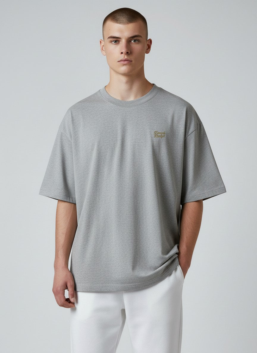 BeachBodyz® grey heather organic cotton oversized t-shirt with embroidered logo on chest.