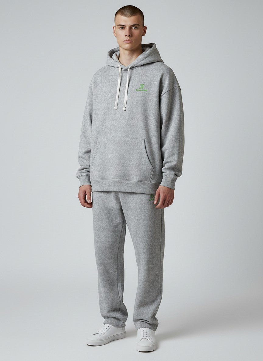 BeachBodyz® grey heather oversized hoodie made from 400gsm organic cotton with embroidered logo on chest.
