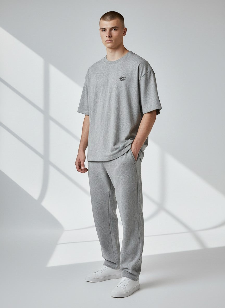 BeachBodyz® grey melange oversized t-shirt made from bio-cotton with embroidered logo on chest.