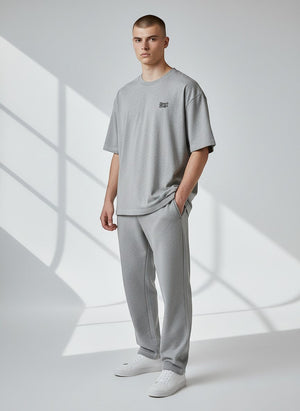 BeachBodyz® grey melange oversized t-shirt made from bio-cotton with embroidered logo on chest.