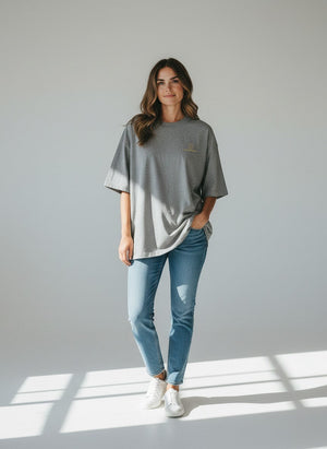 BeachBodyz® grey oversized t-shirt made from organic cotton with a small embroidered logo on the chest.