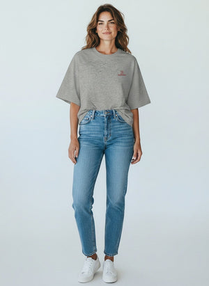 BeachBodyz® grey organic cotton oversized t-shirt with embroidered logo on chest.