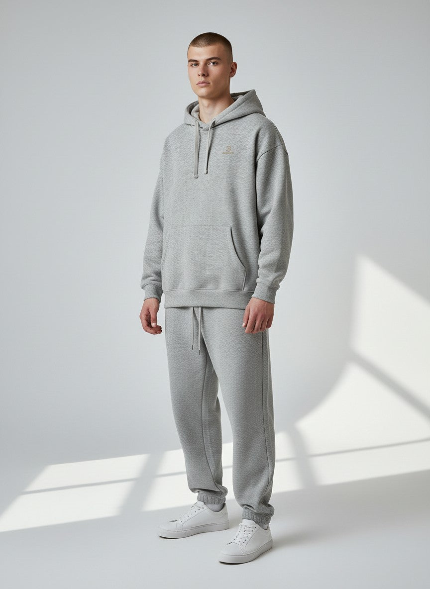 BeachBodyz® heather grey oversized hoodie made from 400gsm bio-cotton with embroidered logo on chest.