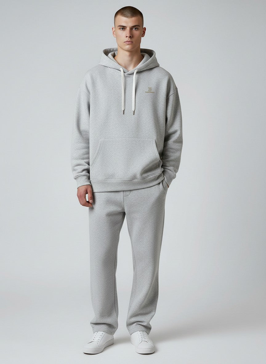 BeachBodyz® heather grey oversized hoodie made from 400gsm bio-cotton with embroidered logo on chest.