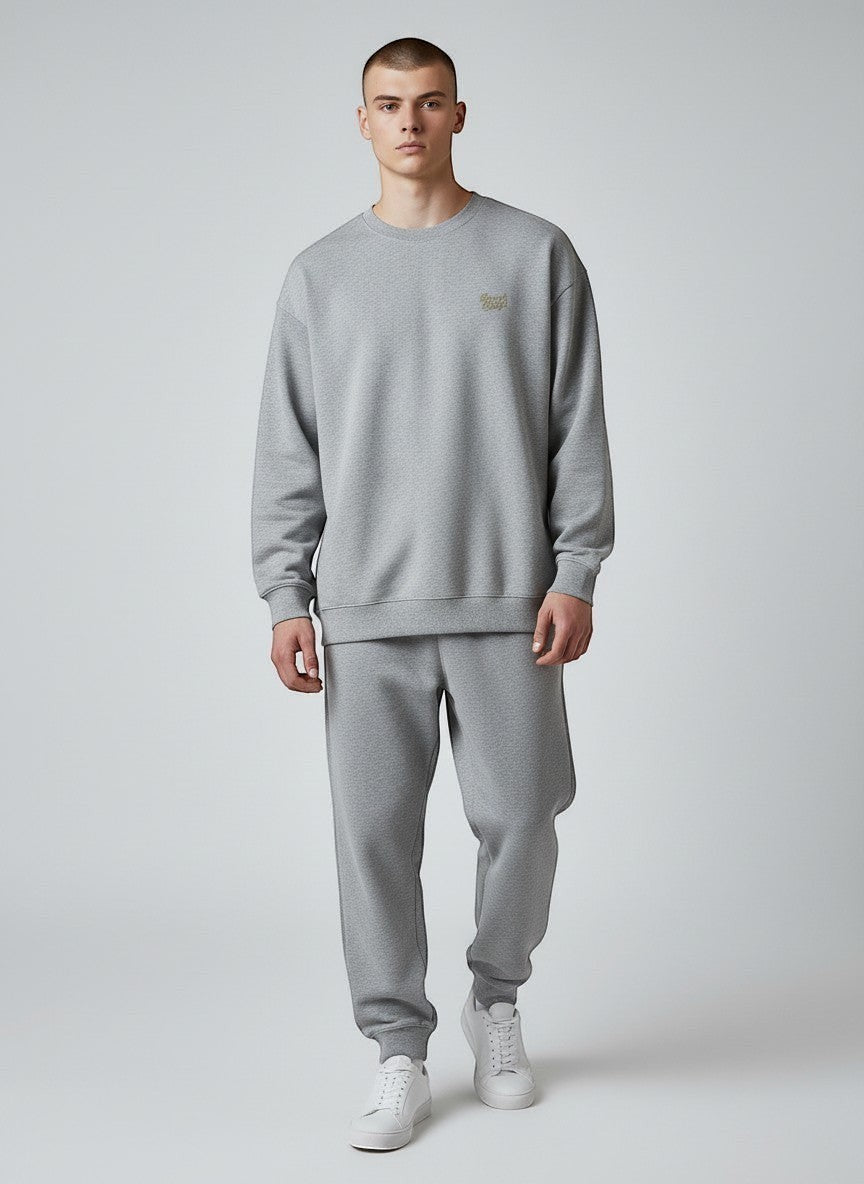 BeachBodyz® heather grey oversized sweatshirt made from organic cotton with embroidered logo on chest.