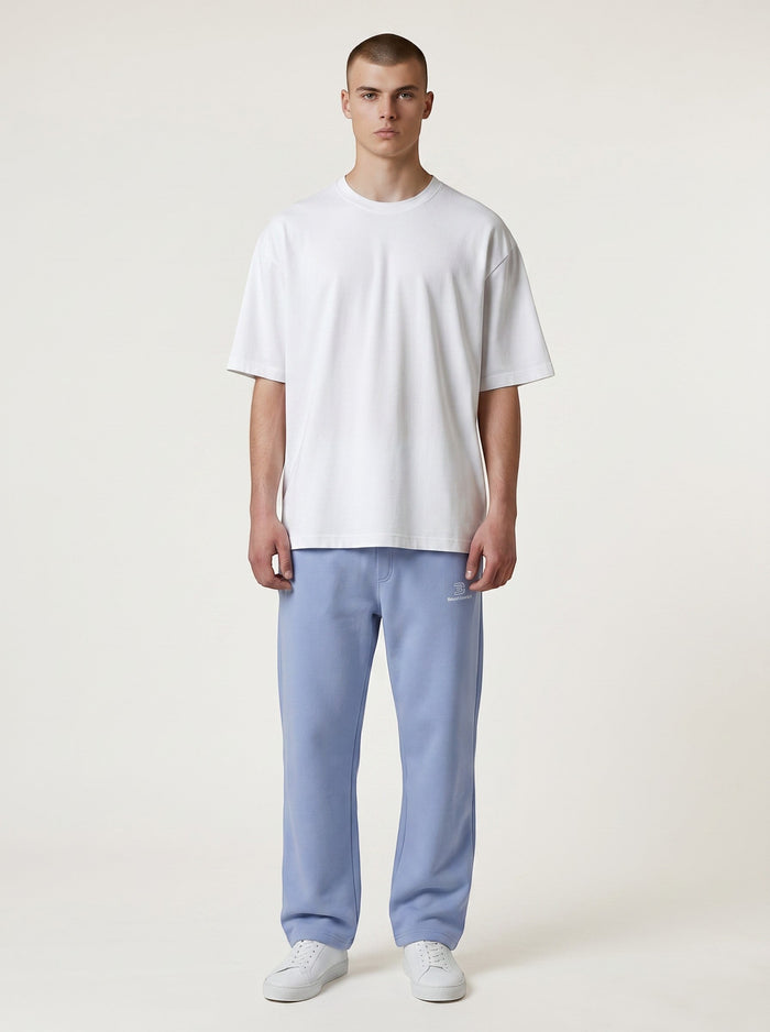 BeachBodyz® light blue cotton blend jogging pants with elastic waistband and subtle logo.