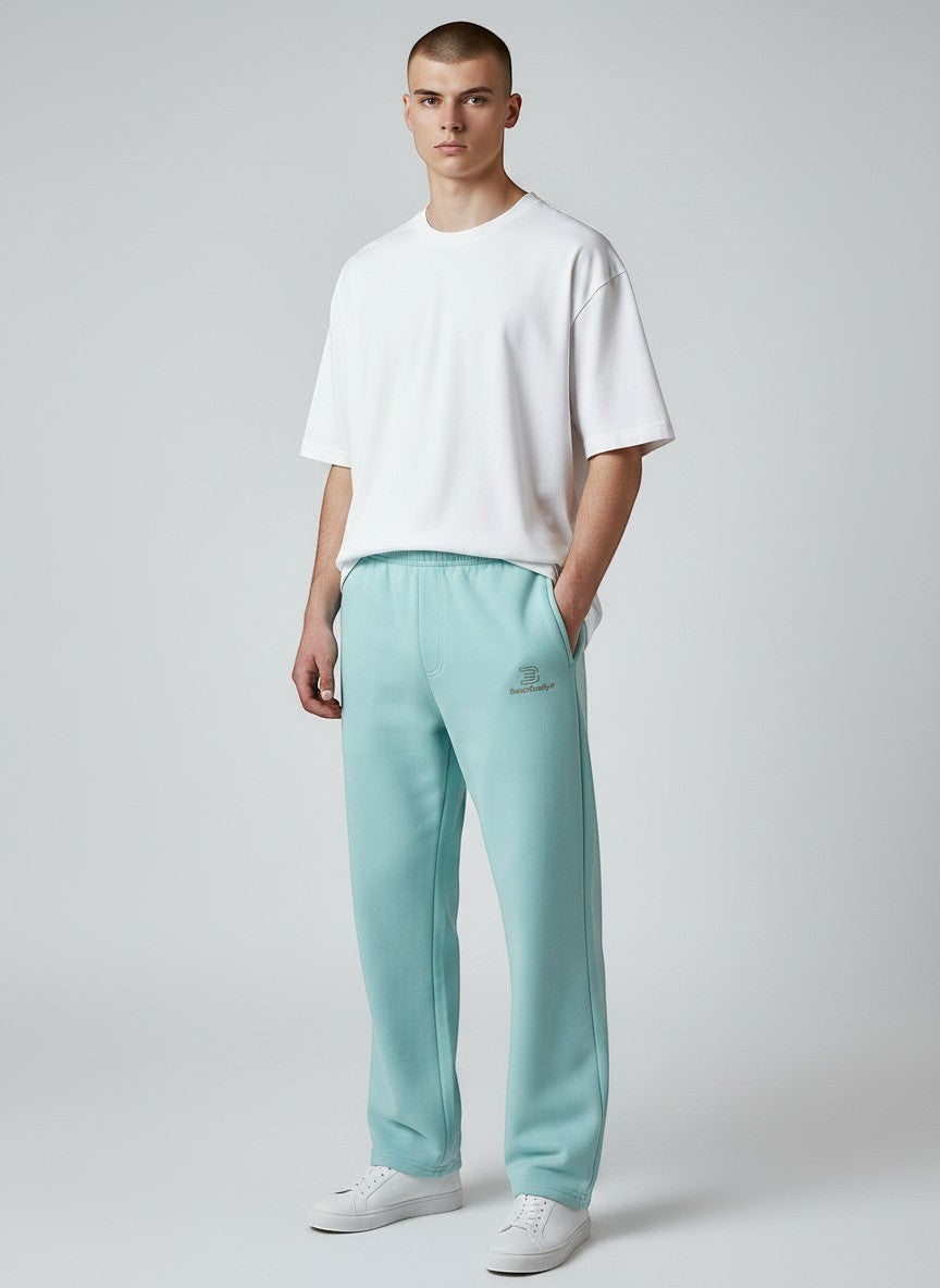 BeachBodyz® light blue cotton-blend jogging pants with elastic waistband and subtle logo.