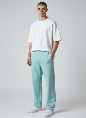 BeachBodyz® light blue cotton-blend jogging pants with elastic waistband and subtle logo.