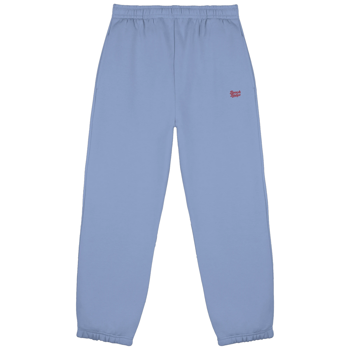 BeachBodyz® light blue fluffy oversized jogging pants with elastic waistband and cuffs.