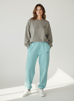 BeachBodyz® light blue fluffy oversized jogging pants with elastic waistband and cuffs.