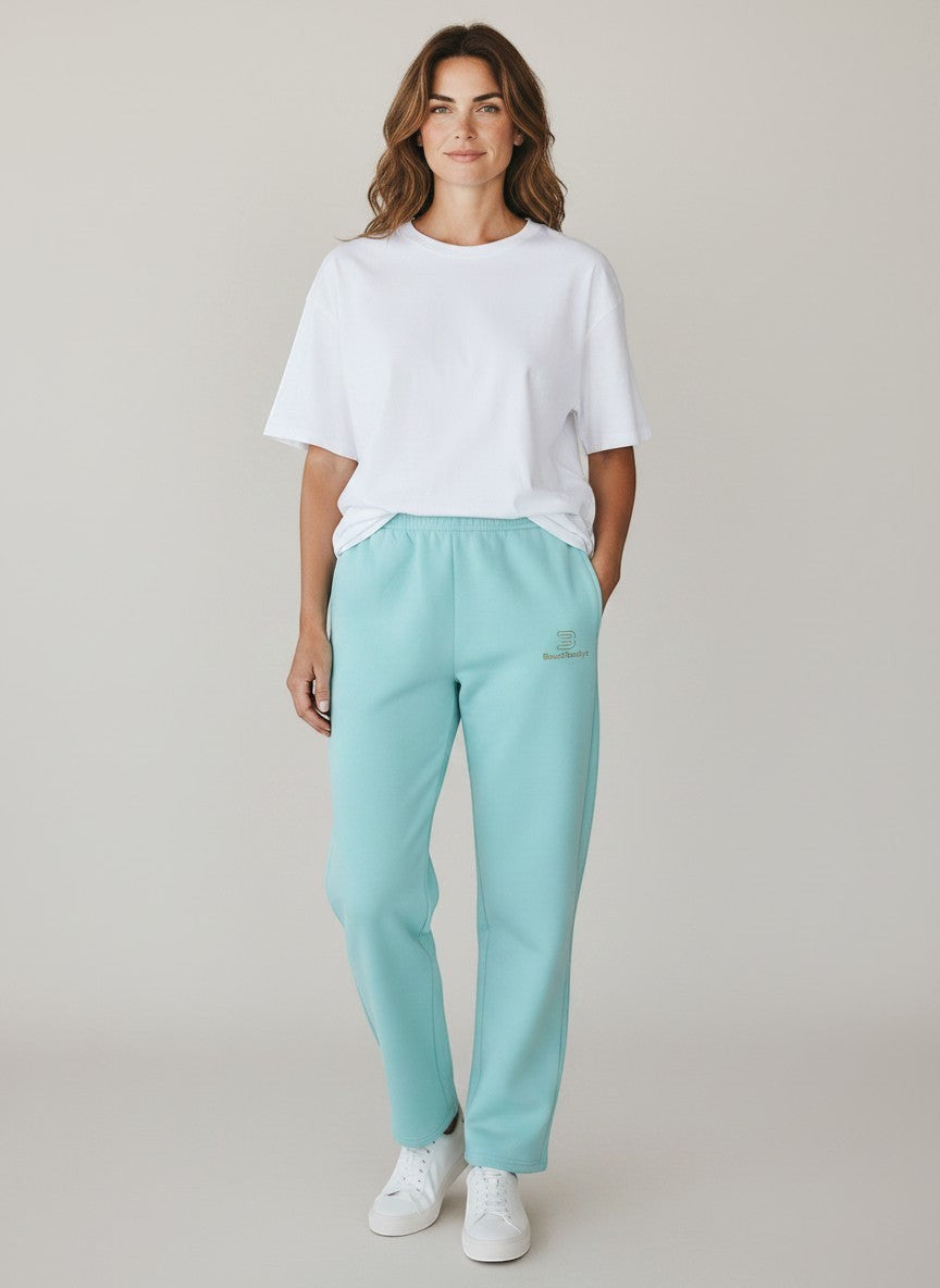 BeachBodyz® light blue cotton-polyester blend jogging pants with elastic waistband and subtle logo.