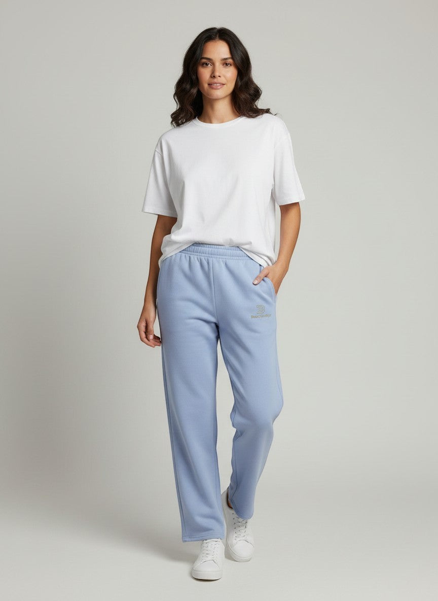 BeachBodyz® light blue cotton-blend jogging pants with elastic waistband and subtle logo.