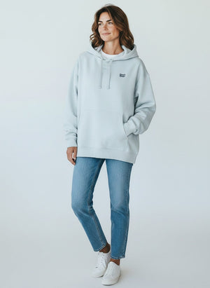BeachBodyz® light blue oversized hoodie made from 400gsm bio-cotton with embroidered logo on chest.