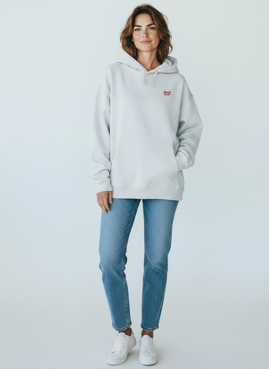 BeachBodyz® light blue oversized hoodie made from 400gsm organic cotton with embroidered logo on chest.