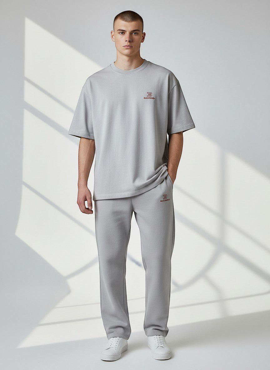 BeachBodyz® light grey cotton-blend essential sport jogginghose with elastic waistband and subtle logo.