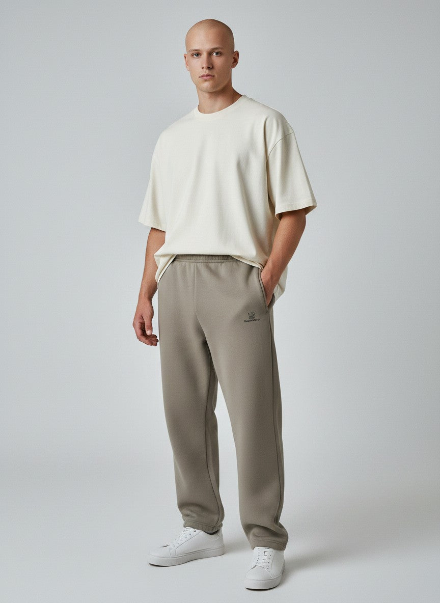 BeachBodyz® light grey fluffy oversized jogging pants with elastic waistband and cuffs.