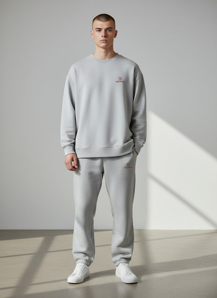 BeachBodyz® light grey fluffy oversized jogginghose with elastic waistband and drawstring. Comfortable streetwear.