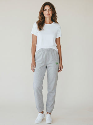 BeachBodyz® light grey cotton-polyester blend Monster Sport jogginghose with embroidered logo on left thigh.