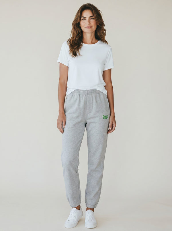 BeachBodyz® light grey cotton-polyester blend Monster Sport jogginghose with embroidered logo on left thigh.