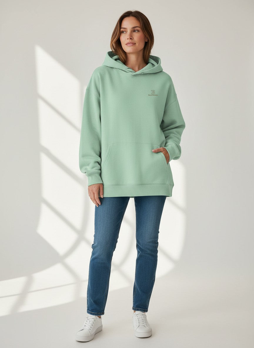 BeachBodyz® mint green oversized hoodie made from 400gsm bio-cotton with embroidered logo on chest.