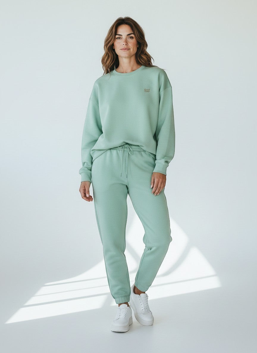 BeachBodyz® mint green oversized sweatshirt made from organic cotton with a small embroidered logo on the chest.