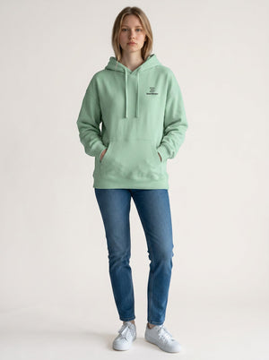 BeachBodyz® mint green oversized hoodie with embroidered logo on chest, made from 100% organic cotton.